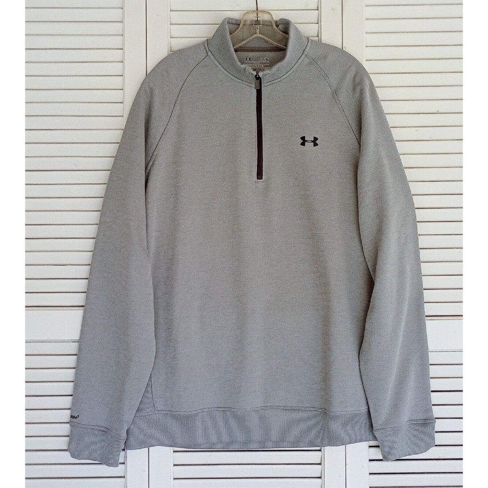 Under Armour Pullover Mens XL Storm SweaterFleece Gray Cold Gear 1/4 Zip Golf